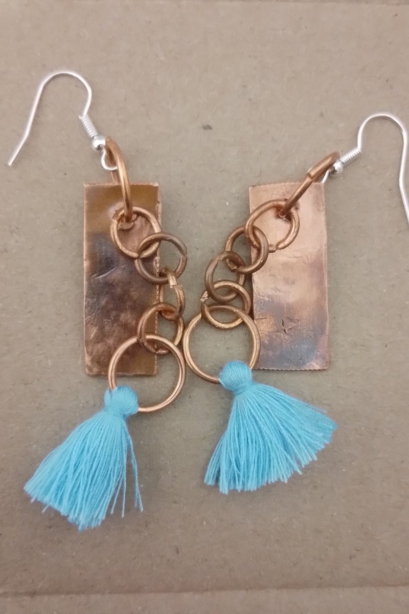 Copper Drops with Complementary Blue Tassels