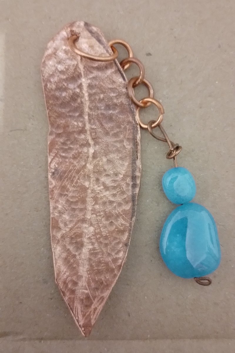 Copper Leaf with Shiny Blue Stones